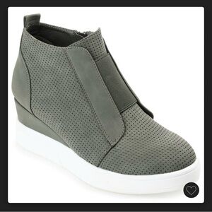 Journee Collection Gray Wedge Slip-On Sneakers